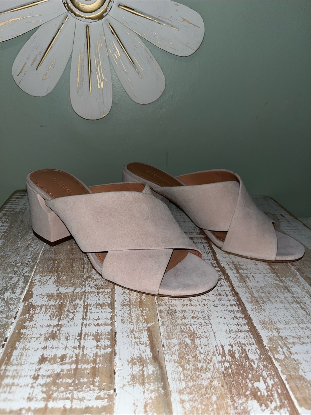 Women’s Blush Suede Block Heel Slide Sandals